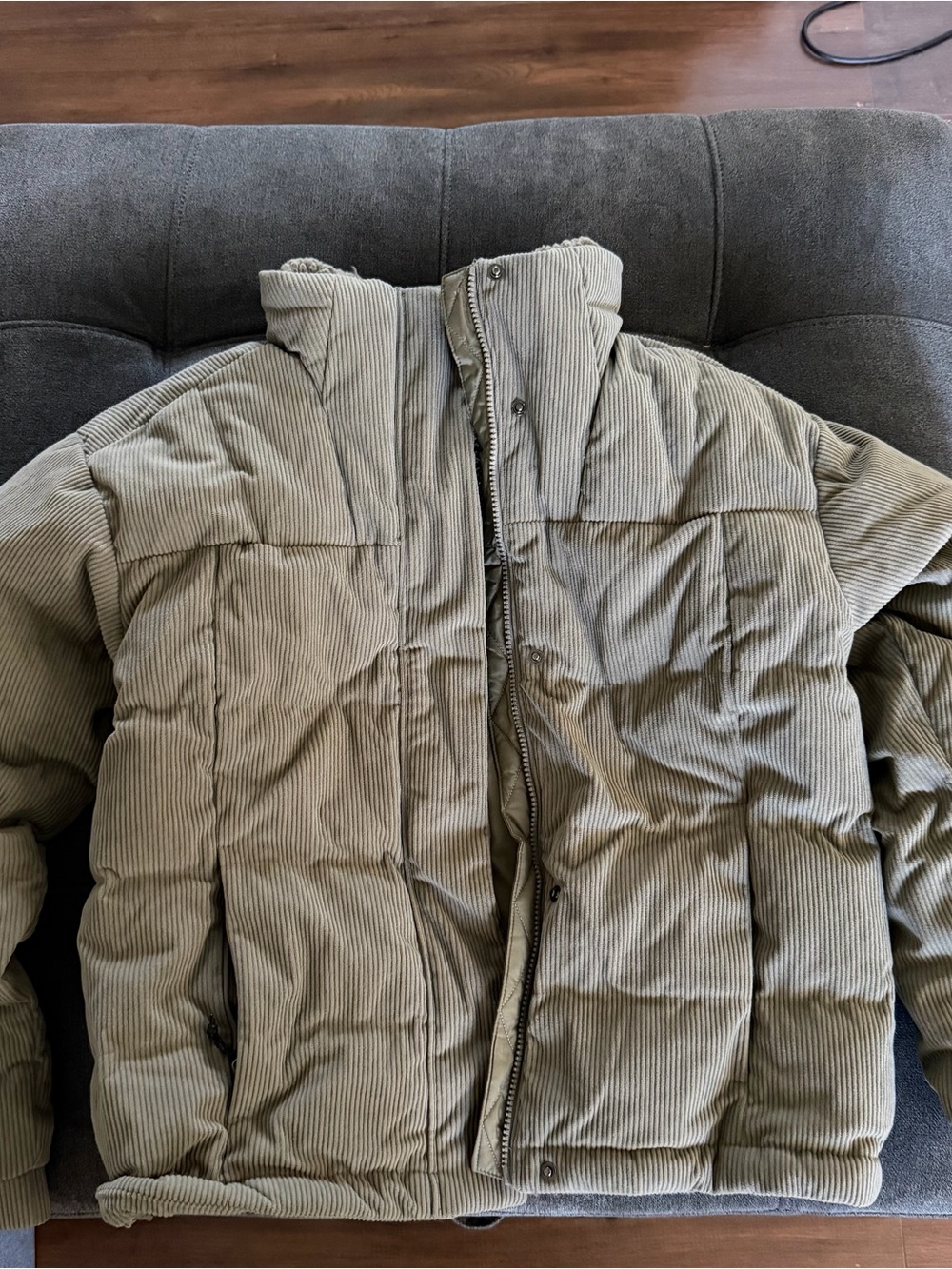 Columbia Olive Green Corduroy Quilted Puffer Jacket